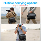 FINTIE Camera Sling Bag for DSLR/SLR/Mirrorless, Waterproof Crossbody Camera Case with Tripod Holder for Canon R50/R100/Sony A6400/Nikon Z6 III for Amateur Photographers, Black + Gray