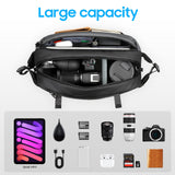 FINTIE Camera Sling Bag for DSLR/SLR/Mirrorless, Waterproof Crossbody Camera Case with Tripod Holder for Canon R50/R100/Sony A6400/Nikon Z6 III for Amateur Photographers, Black + Gray