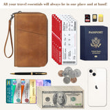 Fintie Family Passport Holder Wallet, RFID Blocking Travel Document Organizer Clutch Bag Credit Cards Case Cover for Women Men, Brown