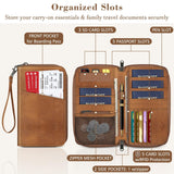 Fintie Family Passport Holder Wallet, RFID Blocking Travel Document Organizer Clutch Bag Credit Cards Case Cover for Women Men, Brown