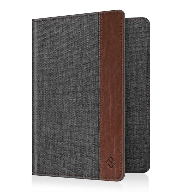 FINTIE Passport Holder, Slim Travel Wallet RFID Blocking Card Case Cover Passport Cover Protector Essentials with Credit Card Slots for Women/Men, Denim Charcoal Brown
