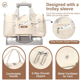 FIORETTO Womens Gym Tote Duffle Bag with Wet Pocket & Shoe Compartment, Sports Duffel Overnight Weekender Hospital Workout Carry on Bag for Girls, Ideal for Travel, Swimming, Dance, Ballet Beige
