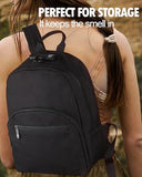 FIREDOG Mini Smell Proof Backpack with Lock for Men Women, Smell Proof Bookbag for Travel (Black)