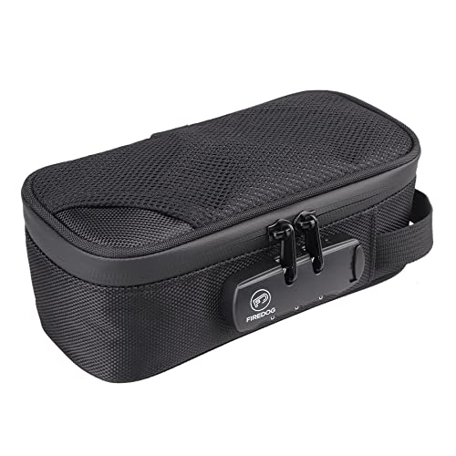 FIREDOG Smell Proof Bag with Lock, Carbon Lined Smell Proof Case Containers for Travel Storage (Black, 8x4x2.75 Inch) | Backpacks4Less