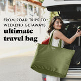 Fit & Fresh Large Beach Bag for Women - Extra Large Travel Tote With Pockets, Olive
