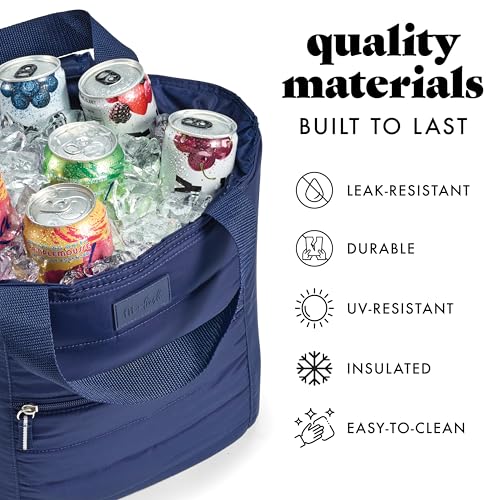Fit & Fresh Mari Cooler Backpack for Women, Insulated Leakproof Soft Cooler Bag (12 Can), Lunch Tote, Beach Cooler, Lightweight Travel Picnic Tote, Navy