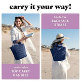 Fit & Fresh Mari Cooler Backpack for Women, Insulated Leakproof Soft Cooler Bag (12 Can), Lunch Tote, Beach Cooler, Lightweight Travel Picnic Tote, Navy