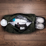 Fitgriff® Gym Bag for Men & Women with Shoe & Wet Compartment - Duffle Bag for Travel, Sports, Fitness & Workout (Army Green, 19 x 10 x 10″ (Small))