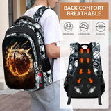 Fitvc School Backpack for Boys - 4pcs Basketball Boys Backpack with Lunch Box Set for Kids Children Teens Elementary Middle School - 17″ Sport Bookbag Travel Back Pack for Age 6 - 18