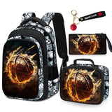 Fitvc School Backpack for Boys - 4pcs Basketball Boys Backpack with Lunch Box Set for Kids Children Teens Elementary Middle School - 17″ Sport Bookbag Travel Back Pack for Age 6 - 18