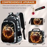 Fitvc School Backpack for Boys - 4pcs Basketball Boys Backpack with Lunch Box Set for Kids Children Teens Elementary Middle School - 17″ Sport Bookbag Travel Back Pack for Age 6 - 18