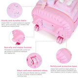 FIXITOK Rolling Backpack for Girls, Kawaii Bunny Roller Wheels School Backpacks with Lunch Bag Pencil case, Wheeled Suitcase Bookbag for Elementary Travel Dreamy-Pink