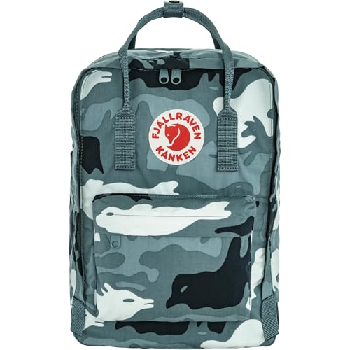 Fjällräven Kanken Graphics Laptop 15 Backpack - Padded Laptop Sleeve, Durable Vinylon Fabric - School, Travel, Nimbus Blue-Hidden Animals, One Size