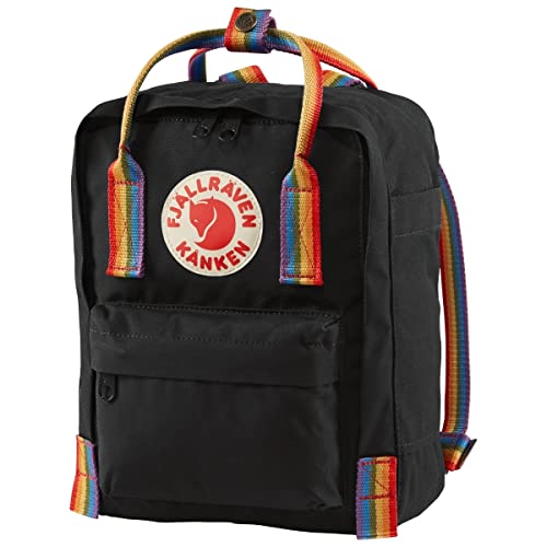 Fjällräven Kanken Rainbow Mini Backpack - Compact Everyday Carry, Durable Vinylon Fabric - Travel, Black-Rainbow Pattern, One Size | Backpacks4Less