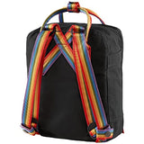 Fjällräven Kanken Rainbow Mini Backpack - Compact Everyday Carry, Durable Vinylon Fabric - Travel, Black-Rainbow Pattern, One Size