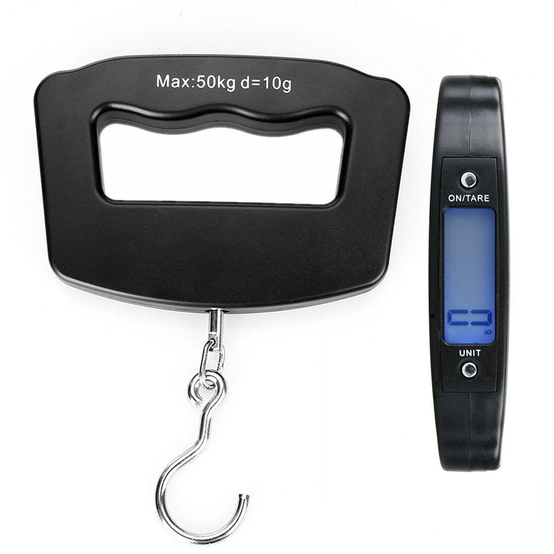 Flexzion Digital Luggage Scale, Baggage Weight Scale, 110 Lb (50 Kg) with 10g Deviation, Portable Handheld Suitcase Weight Scale with Hook for Travel, Fish Weighing, Black