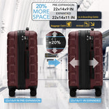 Flight Knight 22x14x9 Expandable Carry On Suitcase Hardside TSA Lock USB C Port Lightweight Luggage Silent Double Spinner Wheels Maximum Overhead Carry - On Bag For American United Approved Burgundy