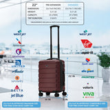 Flight Knight 22x14x9 Expandable Carry On Suitcase Hardside TSA Lock USB C Port Lightweight Luggage Silent Double Spinner Wheels Maximum Overhead Carry - On Bag For American United Approved Burgundy