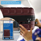 Flight Knight 22x14x9 Expandable Carry On Suitcase Hardside TSA Lock USB C Port Lightweight Luggage Silent Double Spinner Wheels Maximum Overhead Carry - On Bag For American United Approved Burgundy