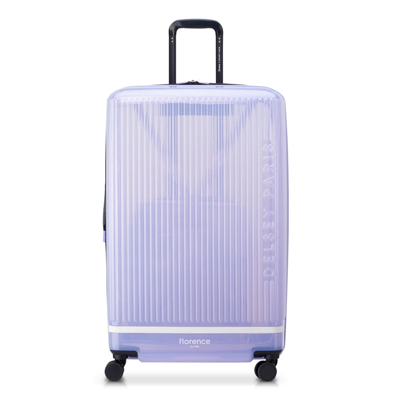 florence by mills Gotta Glow Hardside Expandable Luggage with Spinner Wheels, Translucent See - Thru Purple, Checked - Large 29 Inch