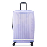 florence by mills Gotta Glow Hardside Expandable Luggage with Spinner Wheels, Translucent See-Thru Purple, Checked-Large 29 Inch