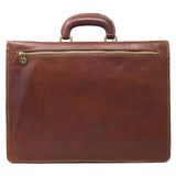 Floto Full Grain Leather Milano Briefcase Attache Laptop Case (Vecchio Brown)