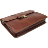 Floto Full Grain Leather Milano Briefcase Attache Laptop Case (Vecchio Brown)