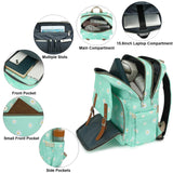 Flowers Laptop Backpack for Women Girls School Work Business Travel Computer Backpacks College Bookbag Fit 15.6 Inch Notebook (Daisy Green)