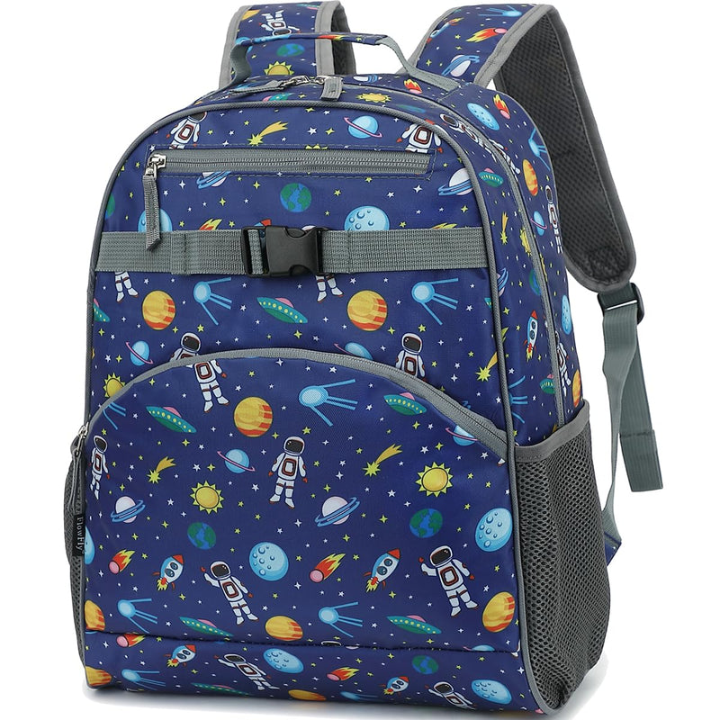 FlowFly Kids Backpack for Toddler Boys Girls, Simple Lightweight Bookbag for Daycare Kindergarten Elementary School Travel, Small Modern Bag (Medium 15'', Astronaut)