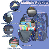 FlowFly Kids Backpack for Toddler Boys Girls, Simple Lightweight Bookbag for Daycare Kindergarten Elementary School Travel, Small Modern Bag (Medium 15'', Astronaut)