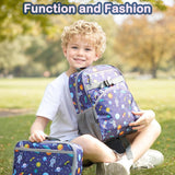 FlowFly Kids Backpack for Toddler Boys Girls, Simple Lightweight Bookbag for Daycare Kindergarten Elementary School Travel, Small Modern Bag (Medium 15'', Astronaut)