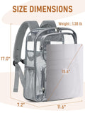 Flowston Clear Backpack for School, 17 inch Large TPU Heavy Duty See Through Bookbag for Boys Girls Women Men, Transparent Backpack With All - Around Reflective Strips for College Work Travel,Black