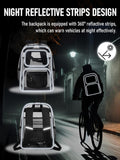 Flowston Clear Backpack for School, 17 inch Large TPU Heavy Duty See Through Bookbag for Boys Girls Women Men, Transparent Backpack With All - Around Reflective Strips for College Work Travel,Black