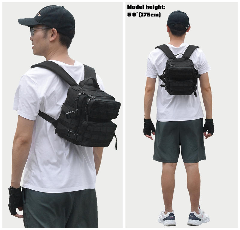 FLWVOG 9L Mini Backpack for Men and Women, Small Backpack for Gym Hiking Travel Sports Running (Black)