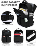 FODOKO Backpack for Work, Casual Backpack for Women Men Daypack Backpack for Travel College Bookbag Separate Compartment for 15.6 Inch Notebook Black