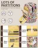 FOKDUVB Large Backpack for Women Backpack with Lots of Pockets for Travel Work School Bookbag with Laptop Compartment for High School College Girls Mochilas Morrales para Mujer (Beige/Green, Paisley)