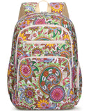 FOKDUVB Large Backpack for Women Backpack with Lots of Pockets for Travel Work School Bookbag with Laptop Compartment for High School College Girls Mochilas Morrales para Mujer (Beige/Green, Paisley)