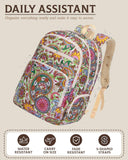 FOKDUVB Large Backpack for Women Backpack with Lots of Pockets for Travel Work School Bookbag with Laptop Compartment for High School College Girls Mochilas Morrales para Mujer (Beige/Green, Paisley)