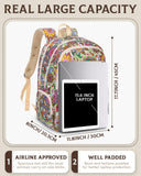 FOKDUVB Large Backpack for Women Backpack with Lots of Pockets for Travel Work School Bookbag with Laptop Compartment for High School College Girls Mochilas Morrales para Mujer (Beige/Green, Paisley)