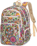 FOKDUVB Large Backpack for Women Backpack with Lots of Pockets for Travel Work School Bookbag with Laptop Compartment for High School College Girls Mochilas Morrales para Mujer (Beige/Green, Paisley)