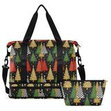 Foldable Gym Bag Merry Christmas Trees Buffalo Leopard Travel Weekender Gear Bag with Adjustable Strap for Airplane Traveling