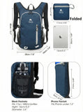 Foldable Small Hiking Backpack with 3 Strap Pockets – Lightweight 300D Spill - proof Daypack for Men Women – Packable Small Travel Backpack with Chest Strap & Trekking Pole Holder – Durable Outdoor Bag