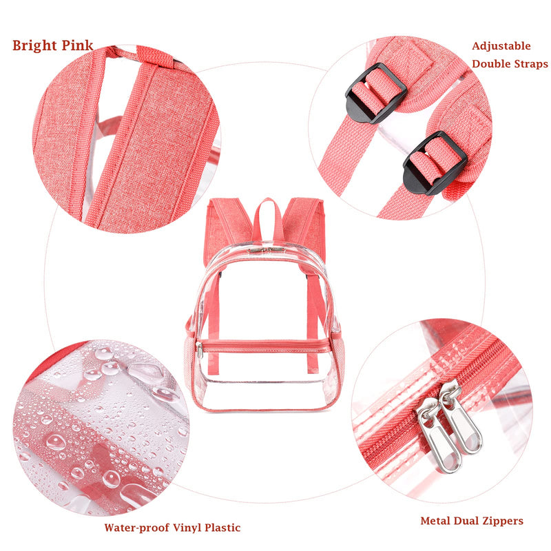 Fomaris Cute Pink Clear Backpack Stadium Approved 12x12x6 Small Clear Plastic Backpack for Women