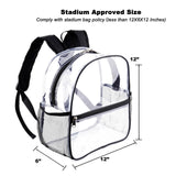 Fomaris Stadium Approved Clear Backpack 12x6x12 - Small Clear Bag for Stadium Events, Sports, Festivals, Concerts - Waterproof PVC Mini Transparent Plastic Backpack for Women & Men