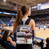Fomaris Stadium Approved Clear Backpack 12x6x12 - Small Clear Bag for Stadium Events, Sports, Festivals, Concerts - Waterproof PVC Mini Transparent Plastic Backpack for Women & Men