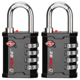 Forge 4 - Digit TSA Approved Travel Locks – Heavy - Duty Combination Padlock for Travel, Gym, Pelican Case. Black 2 - Pack.