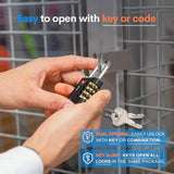 Forge Dual - Opening: Key or Combination Access Lock, TSA Approved Locks for Luggage, Pelican case, Travel, Gym, School, Stainless Steel Shackle. (Black, 4 Pk)