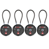 Forge Quality TSA Approved Luggage Locks for Travel Accessories, Suitcase, Pelican case, Ammo Boxes, Set Your own Combination, Zinc Alloy Body - Cable Black 4 Locks