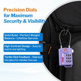 Forge TSA Approved Luggage Locks, Re - settable Combination with Alloy Body, Light Purple 2 PK, for Luggage, Suitcase, Backpack and More.