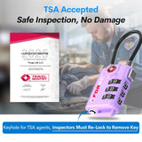 Forge TSA Approved Luggage Locks, Re - settable Combination with Alloy Body, Light Purple 2 PK, for Luggage, Suitcase, Backpack and More.